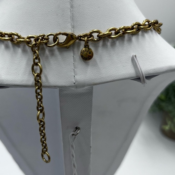 J Crew Peach Blush & Sage Green and Crystal and metal Statement Bib Necklace - Picture 12 of 16